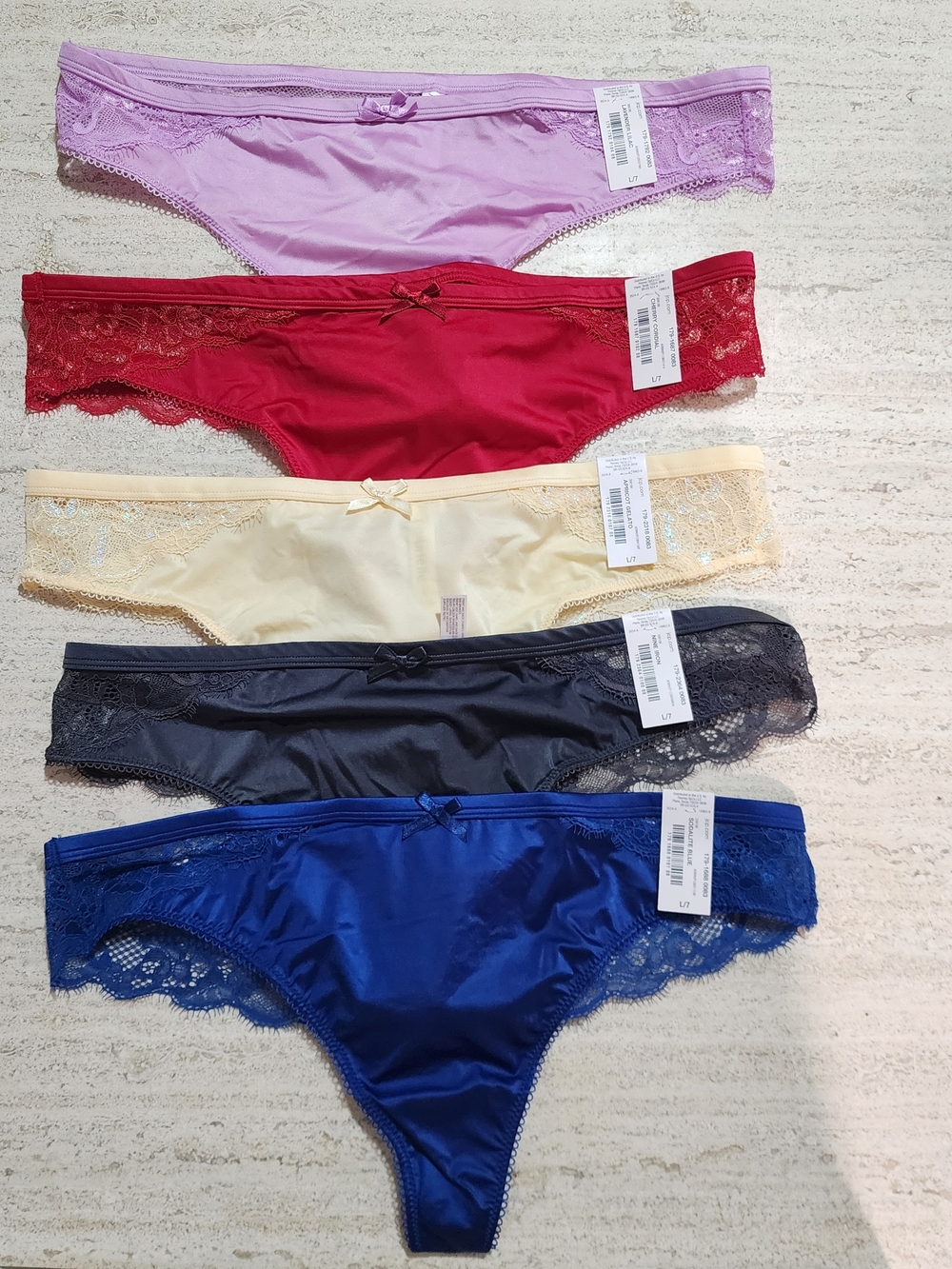 Ambrielle Womens Lace Trim Bikini Set - Lavender, Red, Cream, Gray, Royal Blue